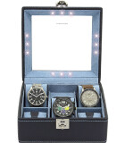 Friedrich23 - Uhrenkoffer mit LED-Licht Carbon 5 Uhren dunkelblau 32058-5
