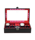 Friedrich23 - Uhrenkoffer mit LED-Licht, Feinsynthetik, 9 Uhren, schwarz 32059-2