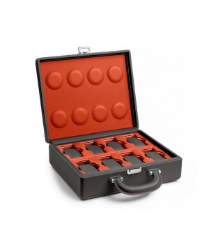 Scatola del Tempo Uhrenaufbewahrung Valigetta 8 handle grey/orange Uhrenkoffer Kaufen Frontansicht