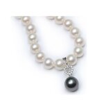 Akoya Pearl Necklace with Tahitian Pearl and Diamonds